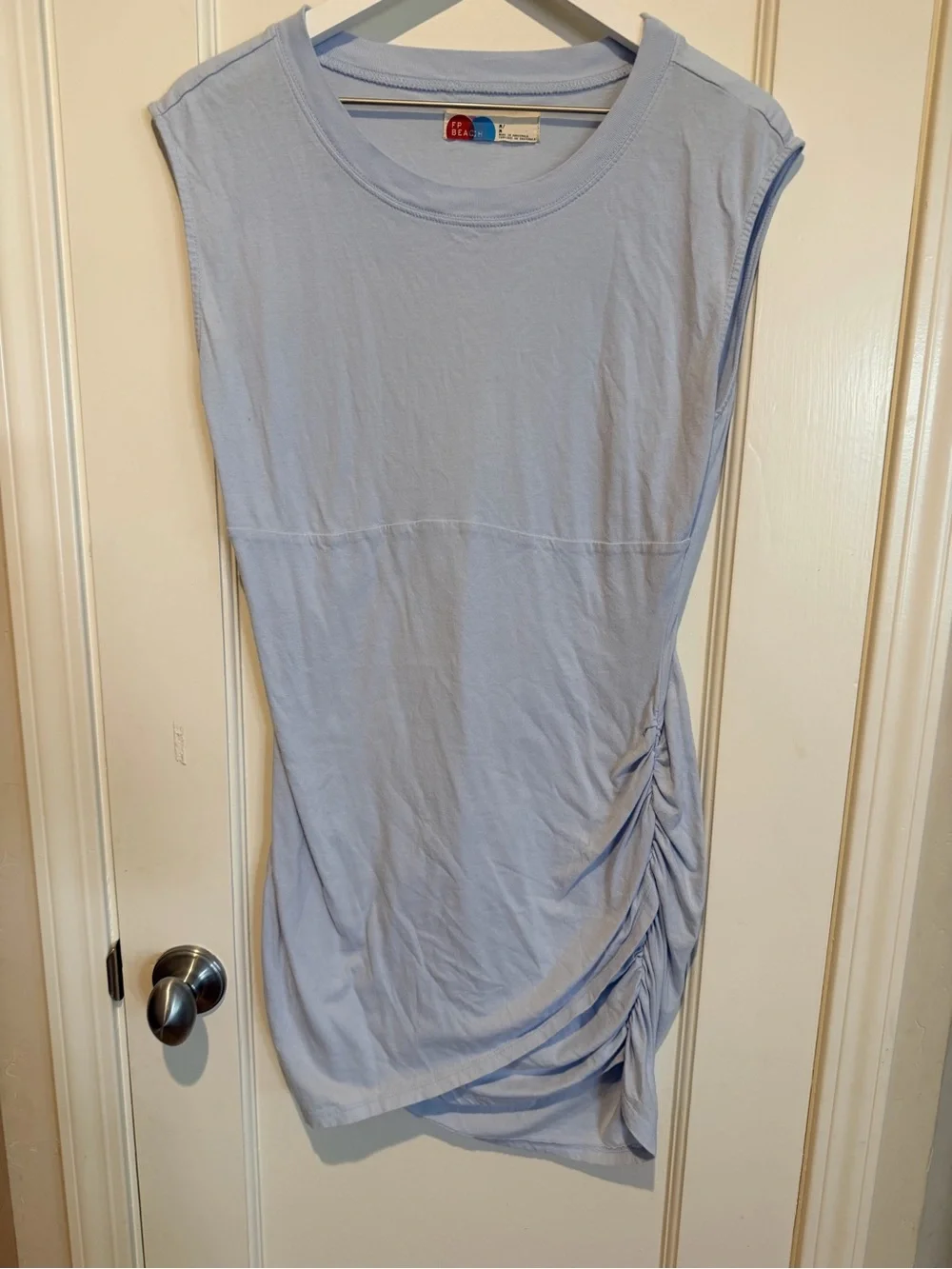 Free People Beach Sleeveless Light Blue Ruched Side Women's mini Dress medium